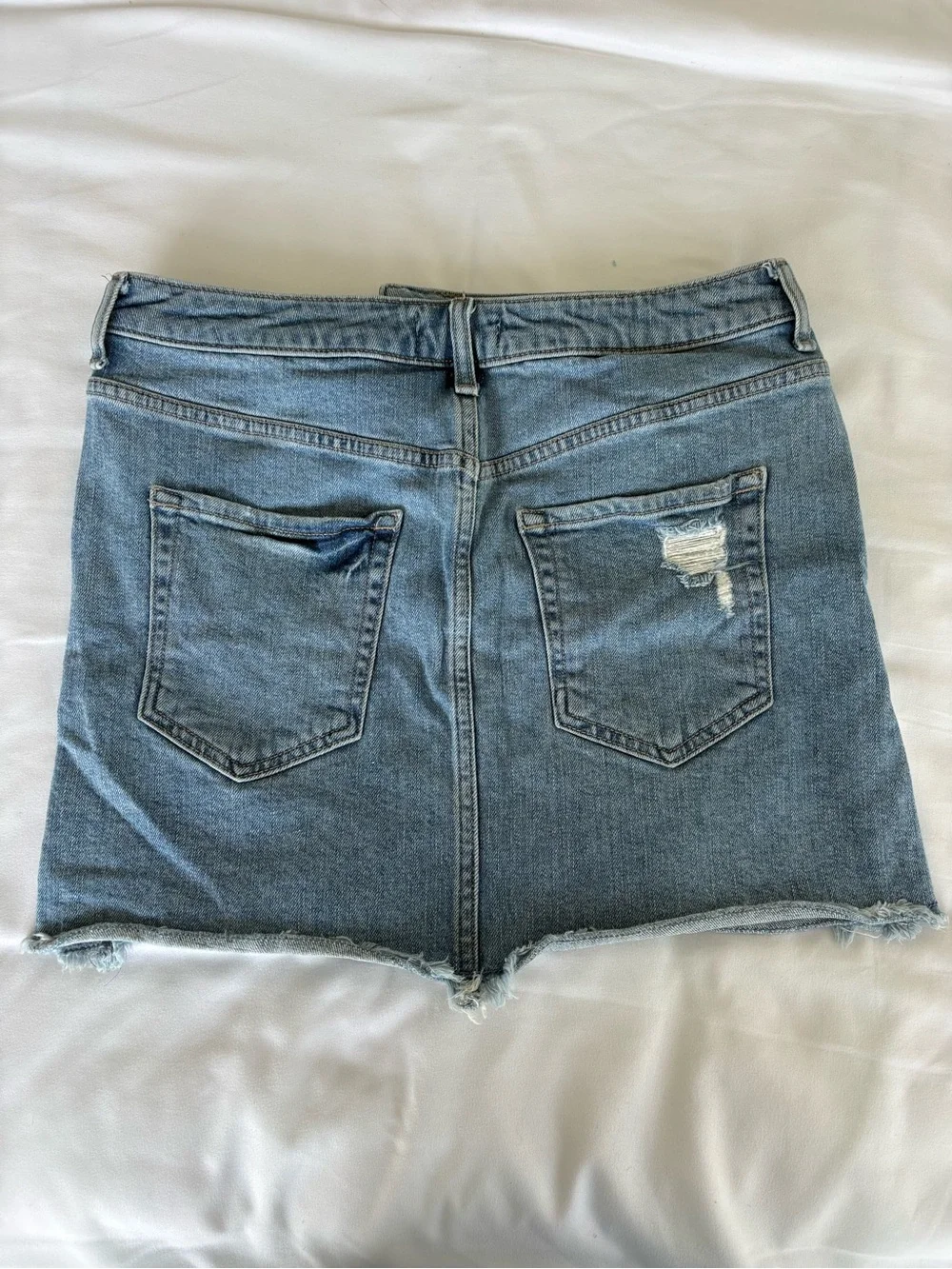 Forever 21 Light Blue Distressed Denim Mini Skirt